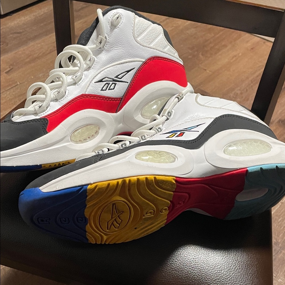 Men’s Basketball AI3 Allen Iverson White/Black with Blue & Red Accents - Picture 4 of 7